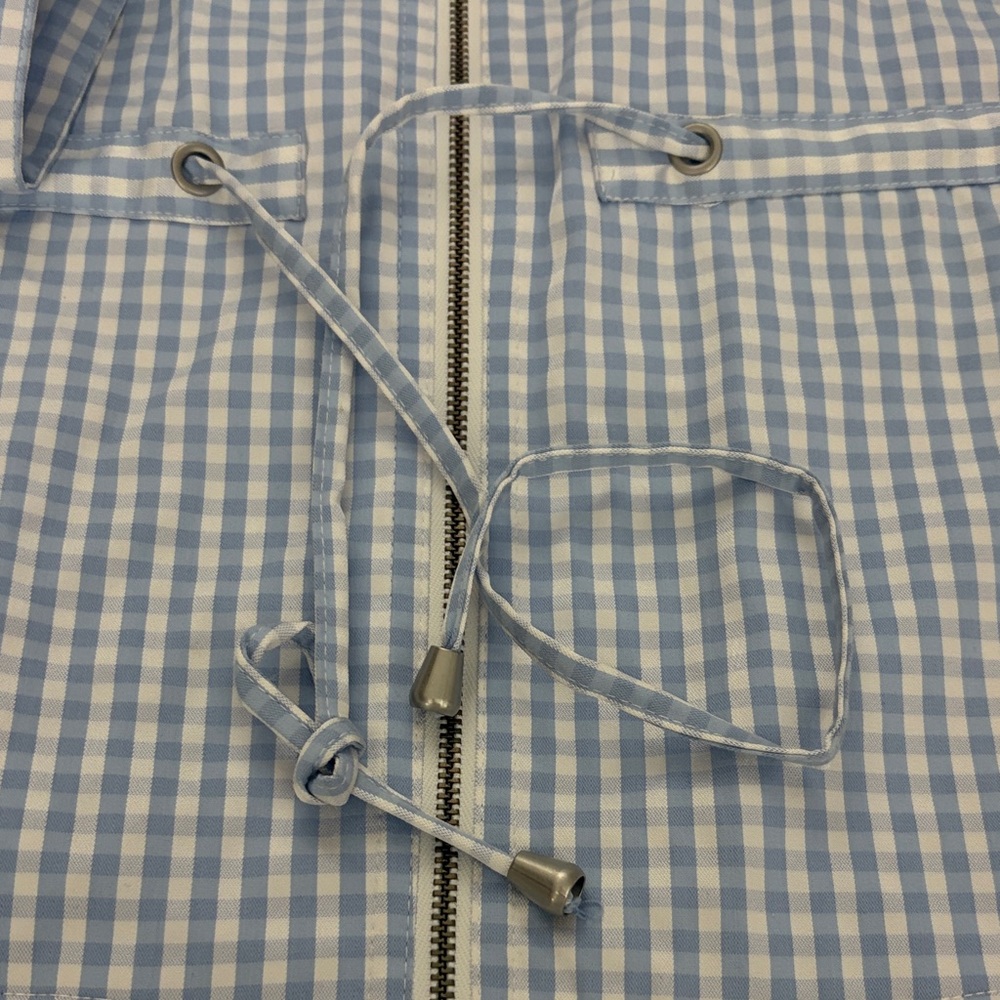 Chico's Light Blue Gingham Utility Jacket Size 2 - Picture 4 of 13